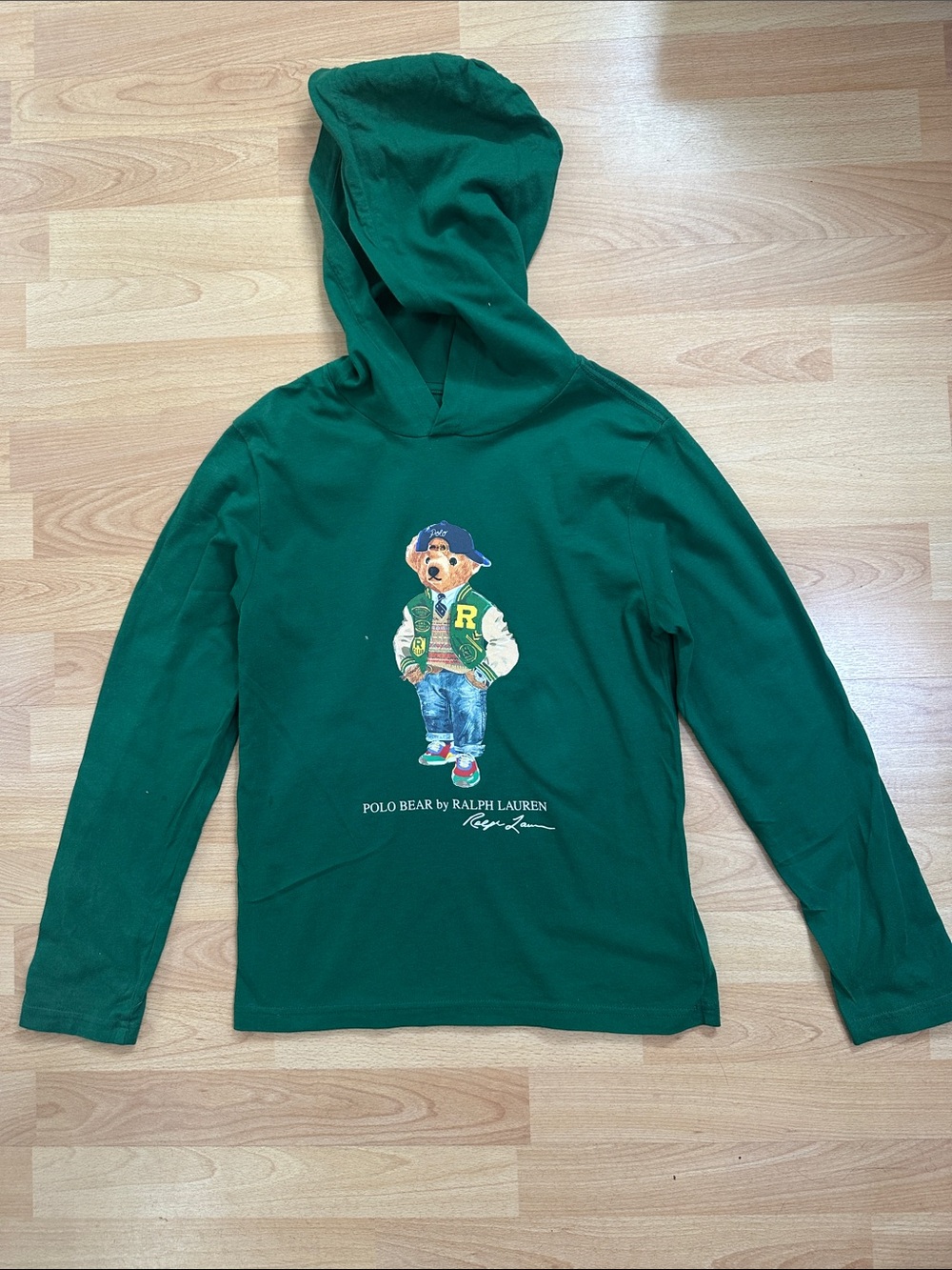 Ralph Lauren Green Polo Bear Graphic Tee with Multi-Color Details